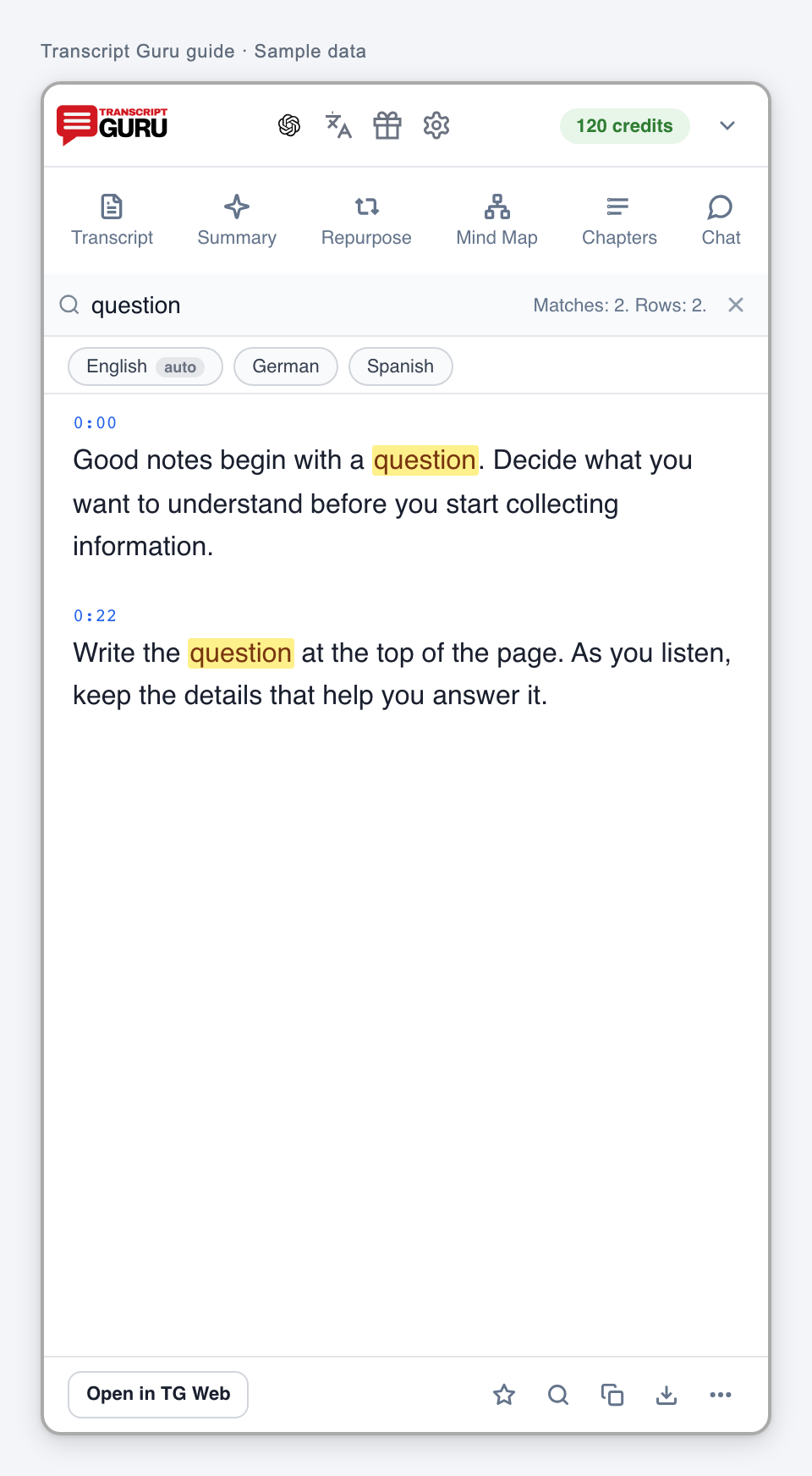 Search for a passage. Current extension interface using sample data.