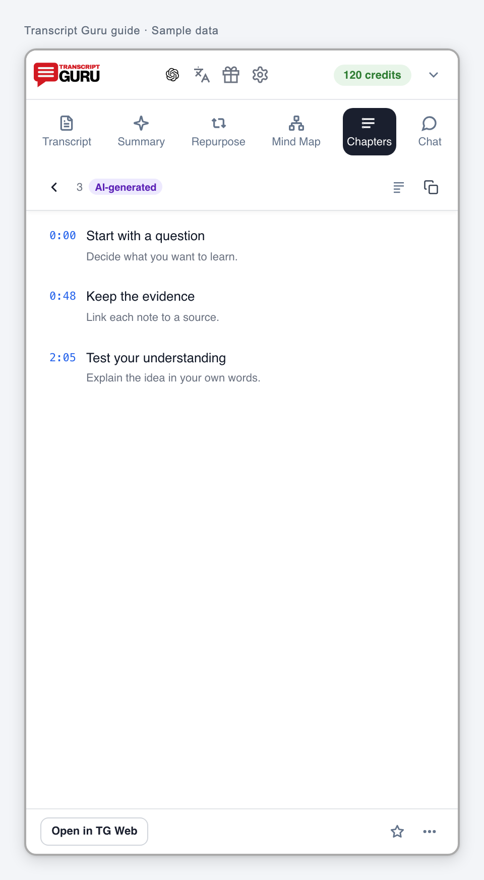 Jump between the creator’s chapters. Current extension interface using sample data.