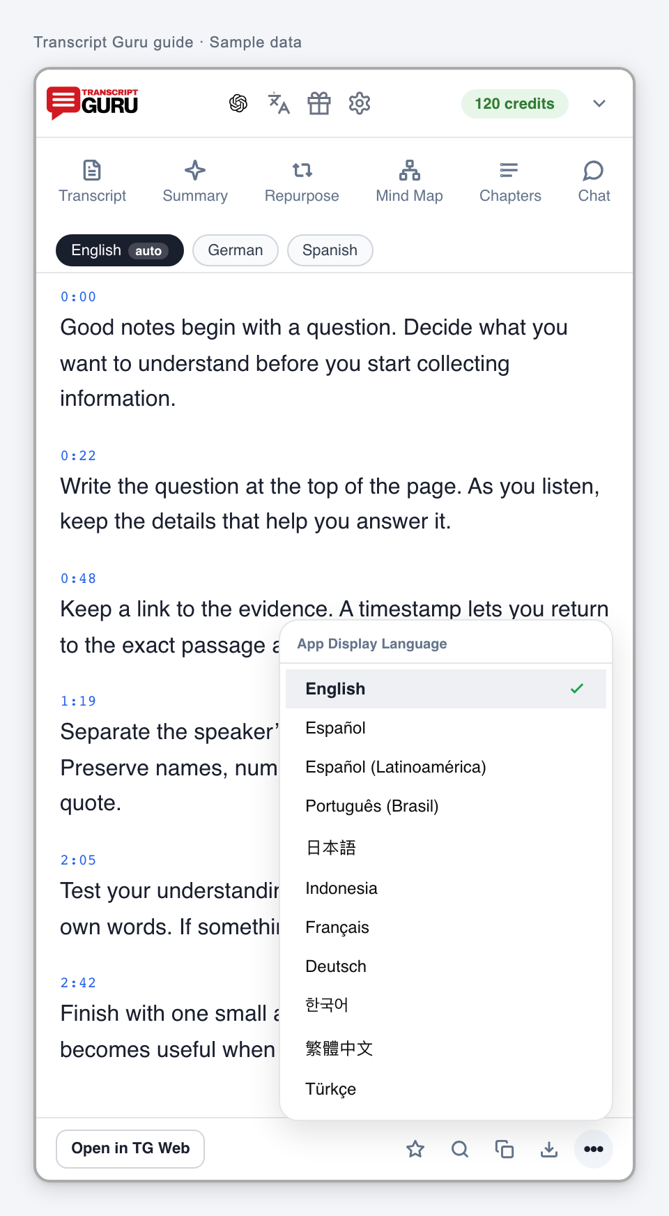Change the interface language. Current extension interface using sample data.
