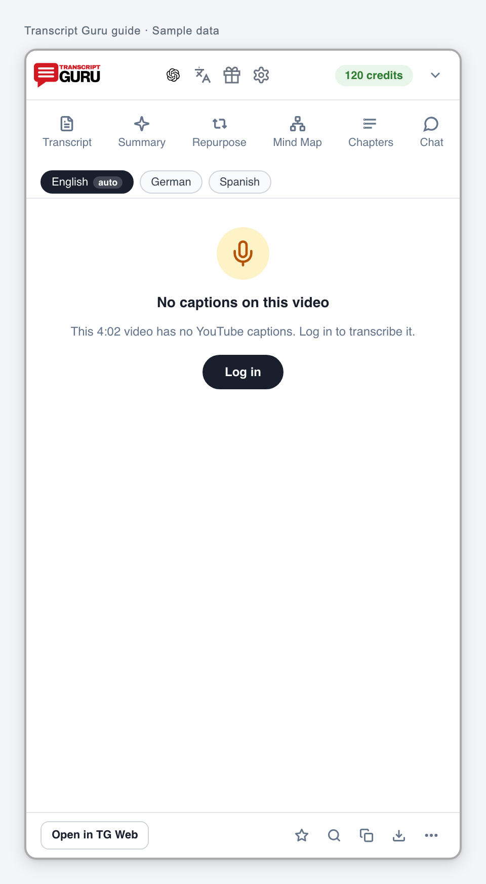 Sign in when an action requires an account. Current extension interface using sample data.