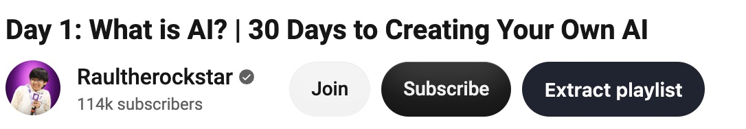 Extract playlist on a watch page with a playlist. Cropped from the installed extension on a public YouTube page.